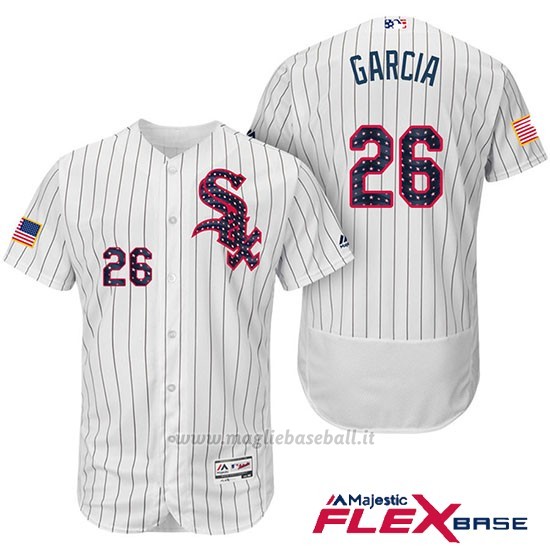 Maglia Baseball Uomo Chicago White Sox 2017 Estrellas Y Rayas 26 Avisail Garcia Bianco Flex Base